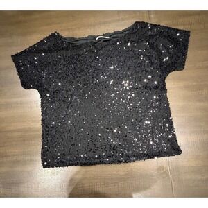 Anna-Kaci Sparkle & Shine Black Sequin Top Party Holiday Women's Size XL